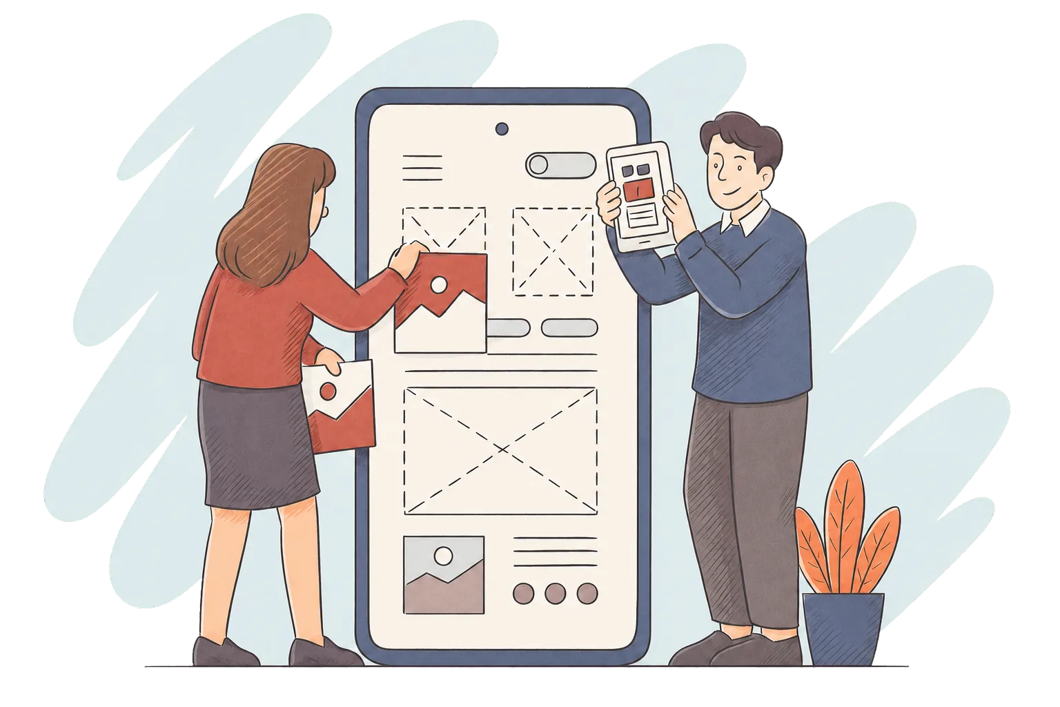 Two colleagues building a clear visual experience together
